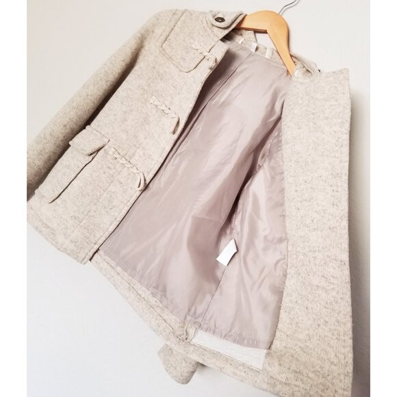 MUJI Wool Blend Toggle Button Hooded Duffel Jacket Preppy Academia Y2K Rare XS - Picture 16 of 16